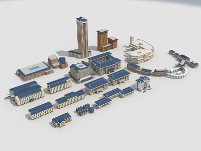 City Architectural Models With High Rise Buildings And Various Low Rise Structures 3d model