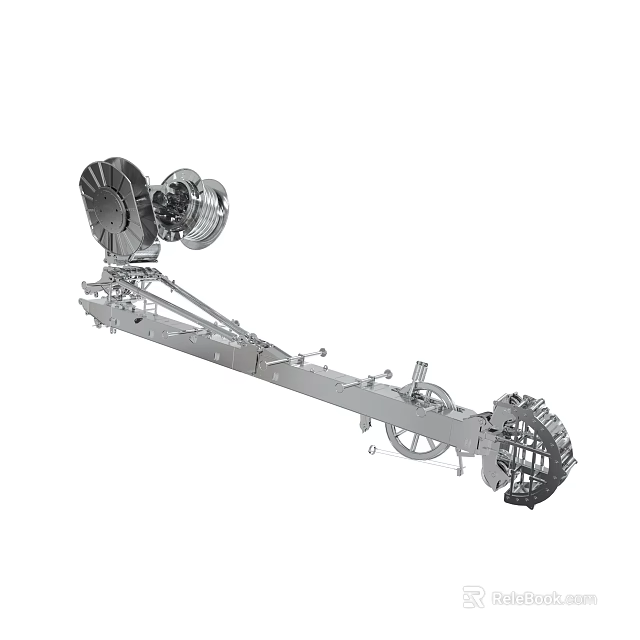 Heavy Duty Agricultural Machinery With Metal Frame Rotating Wheels And Parts 3d model 