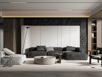 Modern Living Room Home Living Room Single Sofa Coffee Table Combination Floor Lamp 3d model