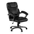 Modern Black Leather Office Desk Chair Set With Armrests And Swivel Wheels