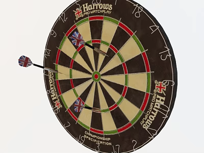 Harrows Imperial Dartboard Sports Equipment With Union Jack Design And Professional Darts 3d model