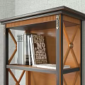 Wooden Bookshelf With Metal Cross Frame And Shelves For Book Storage Decor