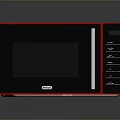 Red Microwave Oven With Black Panel Silver Handle Control Buttons And Display Screen 3d model