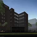 Modern Multi Storey Industrial Factory Building With Brown Facade And Trees Around