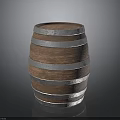 Rustic Wooden Barrel With Metal Hoops And Smooth Surface Texture
