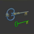 Pair Of Ornate Golden Keys With Metallic Shine And Intricate Design