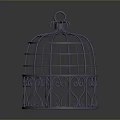 Ornamental Metal Birdcage With Intricate Scroll Design For Home Decor