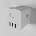 White Square Switch Panel With Single Button And Three Sockets Design