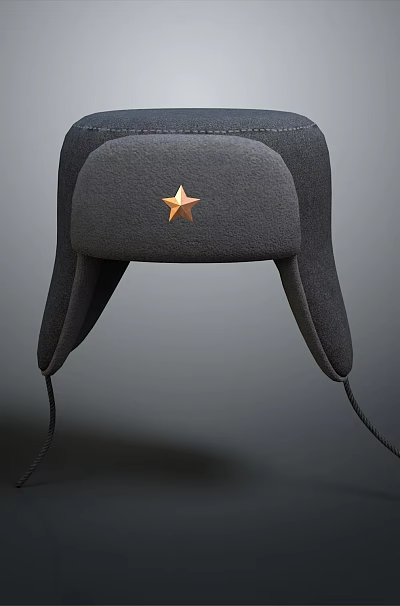 Warm Gray Winter Hat Featuring Star Emblem And Ear Flaps For Daily Use 3d model Warm Gray Winter Hat Featuring Star Emblem And Ear Flaps For Daily Use 3d model