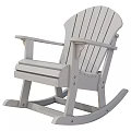 Elegant White Wooden Rocking Lounge Chair With Slatted Back And Armrests Design