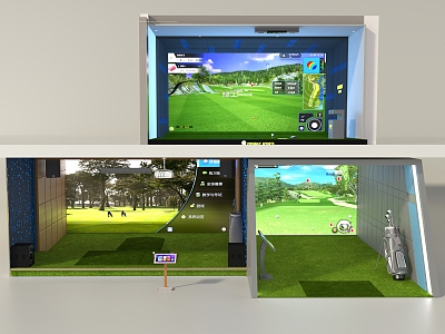 Indoor Golf Simulation Room 3d model