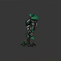 Futuristic Mechanical Robot With Green Black Red Armor And Mechanical Limbs Sci Fi Design