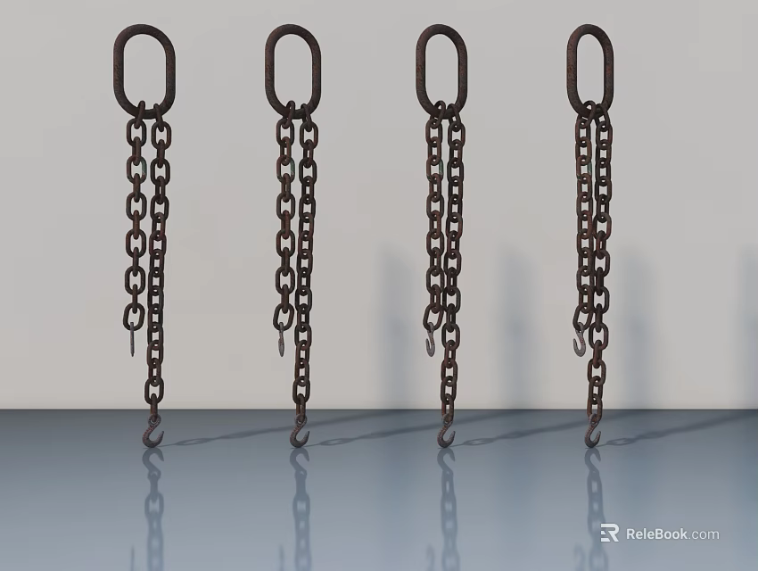 Swing Door Decorative Iron Chains With Hooks For Home Improvement Projects 3d model 