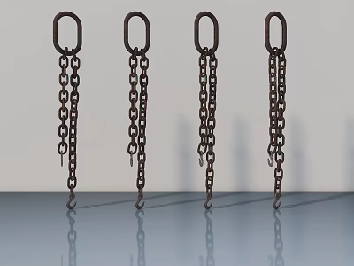 Swing Door Decorative Iron Chains With Hooks For Home Improvement Projects 3d model