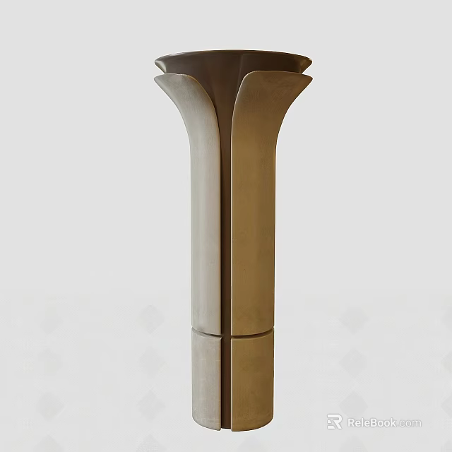 Modern Decorative Column With Sleek Metallic Surface And Layered Top Design 3d model