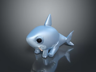 Blue Shark Figurine Aquatic Animal Toy With Smooth Surface Fins Tail And Reflection 3d model