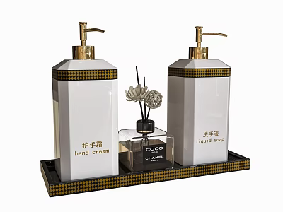 Stylish Bathroom Toiletries Set With Hand Cream And Hand Wash 3d model