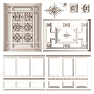 European-style carved wall panels carved 3d model