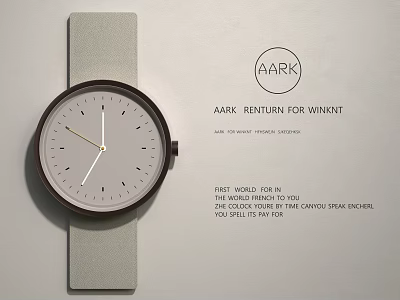 Minimalist AARK Watch With Light Gray Leather Strap And White Dial 3d model