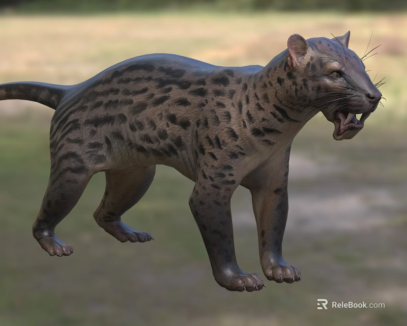 Realistic Spotted Reptile 3D Model With Open Mouth In Natural Outdoor Scene 3d model 