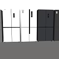 Multiple Modern Refrigerators In White And Dark Gray With Double Door Design 3d model