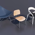 Three Modern Minimalist Single Chairs With Different Designs And Materials 3d model