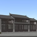 Traditional Chinese Ancient Architecture Featuring Two Story Wooden Structure Black Tiled Roof And Carved Windows