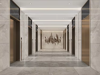 modern elevator hall 3d model