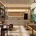 Modern Dessert Shop Exterior With Glass Facade Bright Lighting And Indoor Seating