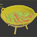 Stylish Copper Decorative Bowl With Handles Three Legs And Red Glowing Interior