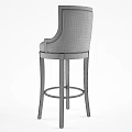 Elegant Bar Stools With Gray Upholstered Seats Dark Wooden Legs And Gold Footrest Rings