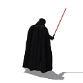 Darth Vader Star Wars Character In Black Armor With Red Lightsaber And Cape