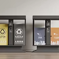 Double Compartment Classified Trash Bins Featuring Other Waste Recycling And Kitchen Waste Color Signs