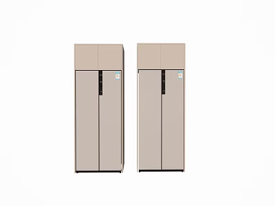Two Beige Double Door Refrigerators Placed Side by Side in Home 3d model