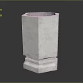 Modern Square Concrete Planter With Decorative Base And Smooth Surface 3d model