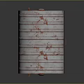 Rusty Metal Trash Bin with Wheels and Curved Lid Weathered Red and Green Rusty Surface
