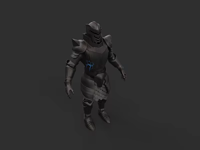 Medieval Full Body Metal Armor Weapon Featuring Decorative Blue Pattern 3d model
