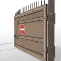 Industrial Entry Gate With Stop And No Entry Signs Striped Barrier And Spikes