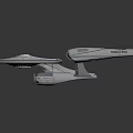 Space Exploration Starship Enterprise With Disc Shaped Hull Warp Engines Blue Lights And Reflective Surface