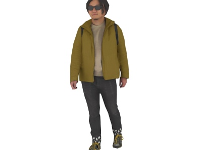 Standing foreign man in spring and summer costume with sunglasses 3d model