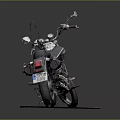 Black Classic Motorcycle With Leather Seat Rearview Mirrors And License Plate On Gray Mat