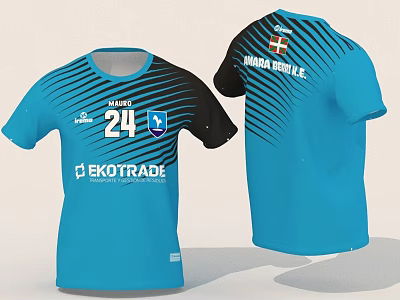 Turquoise Football Jersey With Number 24 EKOTRADE Sponsor And NORDEN THULE Logo 3d model