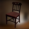 Classic Wooden Dining Chair With Carved Backrest And Brown Upholstered Seat