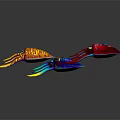 Three Vibrant Colorful Squids With Iridescent Patterns On Dark Background