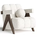 Green Fabric Leisure Chair With Wooden Armrests And Plush Cushion Design