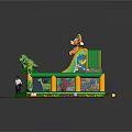 Colorful Inflatable Kids Playground Equipment with Lion Slide Dinosaur and Giraffe Decorations