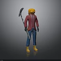 Halloween Themed Character Model With Pumpkin Head Red Coat Blue Pants Yellow Boots And Scythe