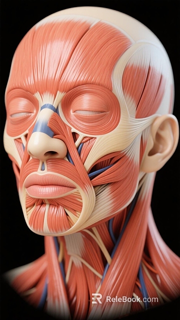 Human Head Organs Muscular Structure Anatomy With Facial Muscles Nose Mouth Ear Detail 3d model 