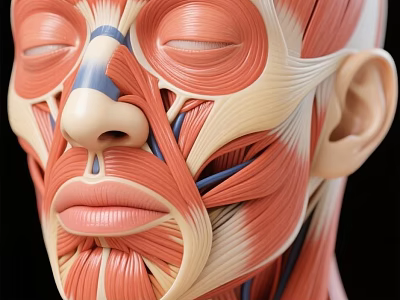 facial tissue human tissue head muscle 3d model