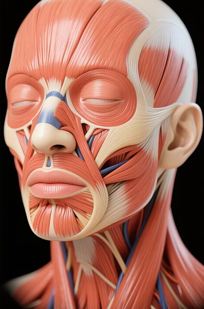 Human Head Organs Muscular Structure Anatomy With Facial Muscles Nose Mouth Ear Detail 3d model